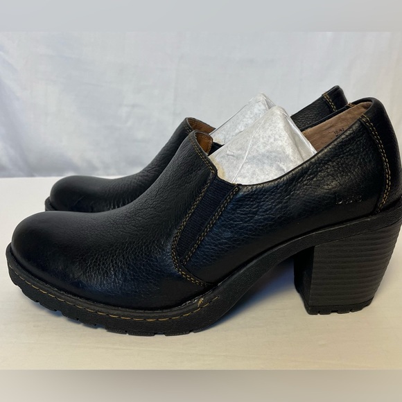 NWOT - b.o.c Leather Slide On Clog Style Shoes w. Block Heels - Black - Sz 10 - Picture 4 of 13